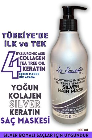 Yumuşatıcı Yoğun Silver Keratin Collagen Saç Bakım Maskesi (Silver Boyalı Saç Tipleri Için) 500 ml e